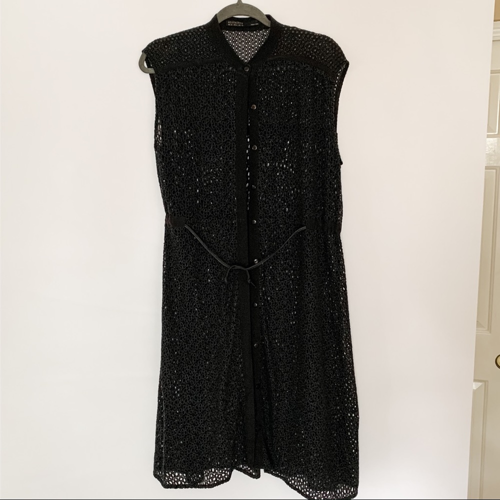 All Saints Glesni Waist Embroidered  Black Dress - Picture 2 of 7